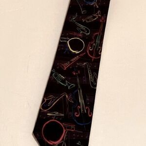 Men’s Vintage Ralph Marlin Jazz Saxophone Trumpet Music Tie Made in USA